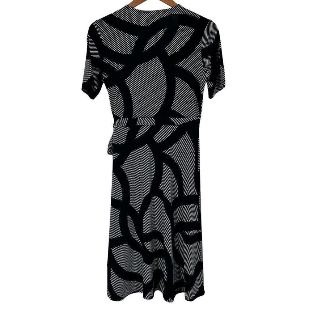 NEW/NWT H&M Black White Striped Jersey Short Sleeve Wrap Dress Size Small - Picture 5 of 6